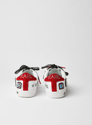 Logo Embroidered And Stud Detailed Low Top Sneaker Multicolour