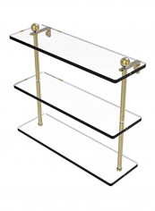 Triple Tiered Glass Shelf Gold/Clear 16inch