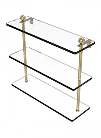 Triple Tiered Glass Shelf Gold/Clear 16inch