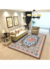 3D Floral Printed Anti-Slip Carpet Pink 160x230centimeter