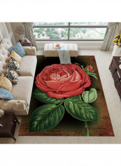 Color Block Rose Pattern Carpet Brown 160x230centimeter