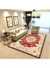 Luxury European Style Floral Printed Carpet Red/Beige 160x230centimeter