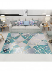 Geometric Pattern Living Room Carpet Blue/White 160x230centimeter