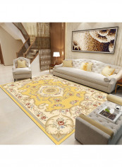 European Style Printed Carpet Yellow Beige 160x230centimeter