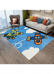 3D Printed Supple Anti-Skidding Living Room Carpet Blue 160x230centimeter