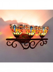 Retro Dragonfly Three Heads Wall Lamp Multicolour 65 x 29 x 20cm