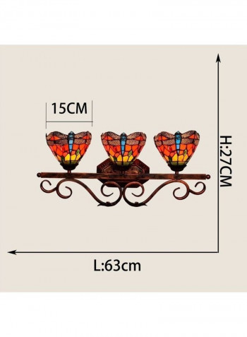 Retro Dragonfly Three Heads Wall Lamp Multicolour 65 x 29 x 20cm