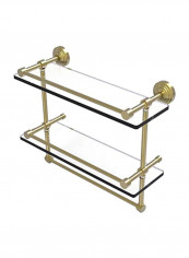 Double Glass Shelf With Towel Bar Clear/Gold 16inch