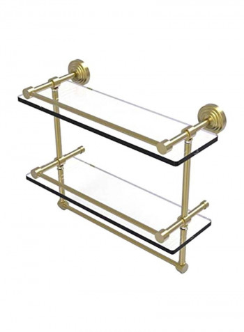 Double Glass Shelf With Towel Bar Clear/Gold 16inch