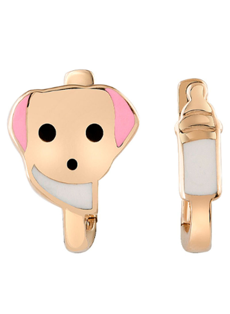 18K Gold Dog Clip On Earrings