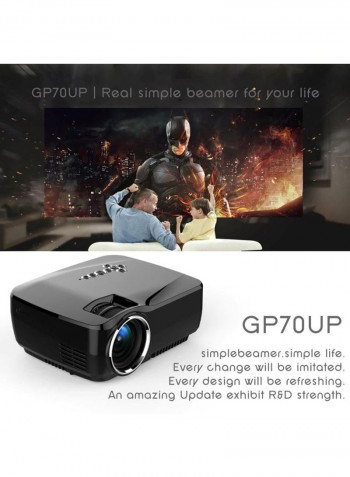 Micro Screen LED Home Projector GP70UP Black