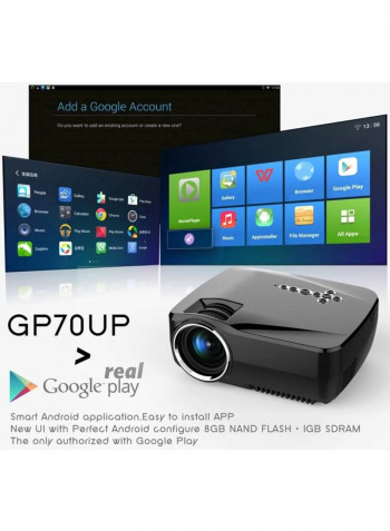 Micro Screen LED Home Projector GP70UP Black