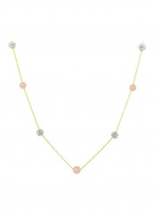 18 Karat Solid Gold Gradual Built-in Crystal Ball And Pearl Necklace