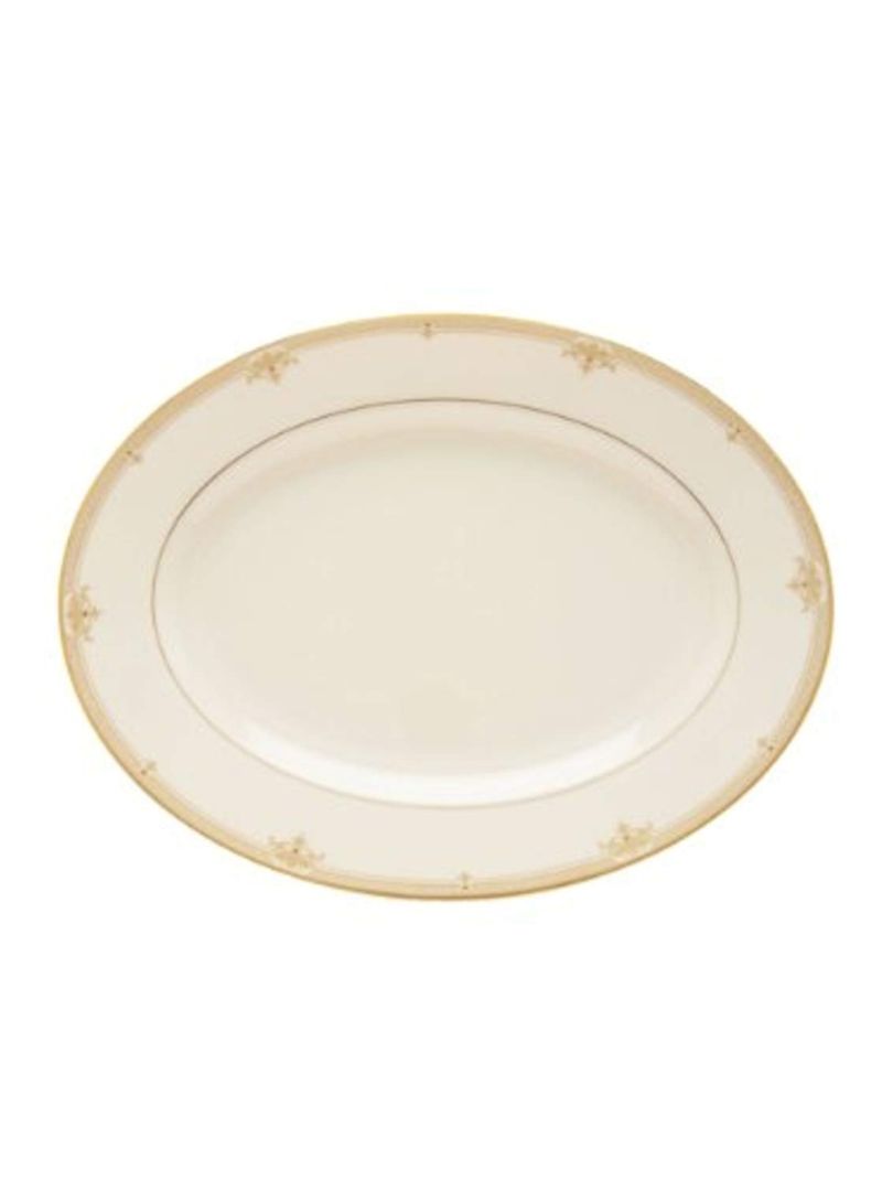 Oval Shaped Platter White/Gold 13inch