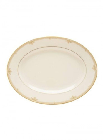 Oval Shaped Platter White/Gold 13inch