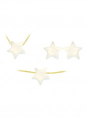 4-Piece 18 Karat Gold Star Shape Mother Of Pearl Jewellery Set