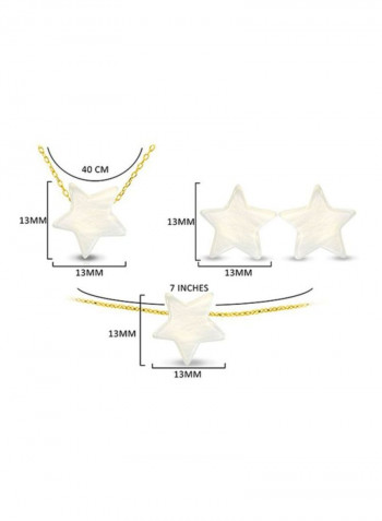 4-Piece 18 Karat Gold Star Shape Mother Of Pearl Jewellery Set