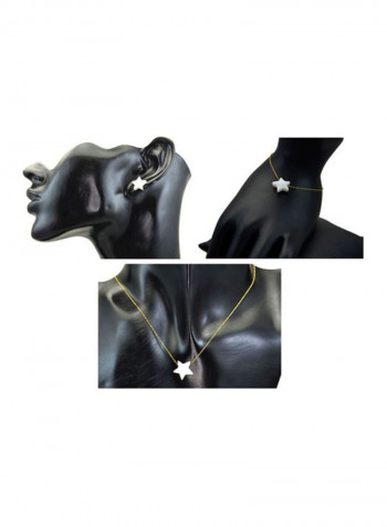 4-Piece 18 Karat Gold Star Shape Mother Of Pearl Jewellery Set