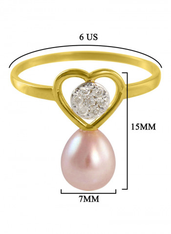 18 Karat Gold 0.07 ct Genuine Diamond And Pearl Heart Promise Ring