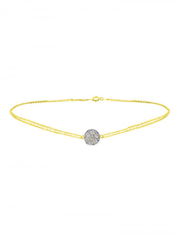 18 Karat Solid Gold 0.07 Carat Genuine Diamonds Solitaire Double Link Bracelet