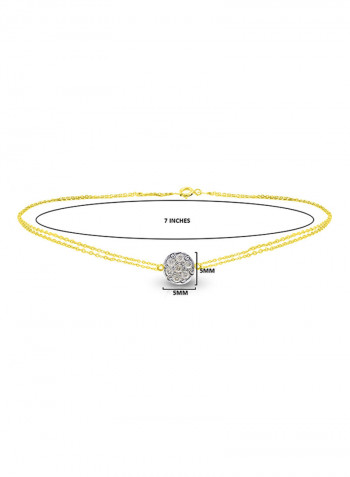 18 Karat Solid Gold 0.07 Carat Genuine Diamonds Solitaire Double Link Bracelet