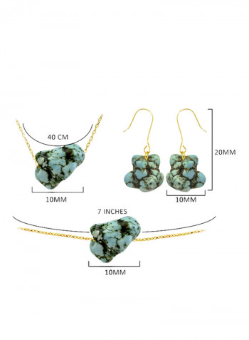 3-Piece 18k Gold Turquoise Nugget Jewelry Set
