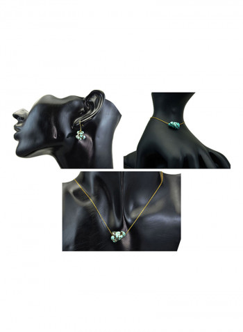 3-Piece 18k Gold Turquoise Nugget Jewelry Set