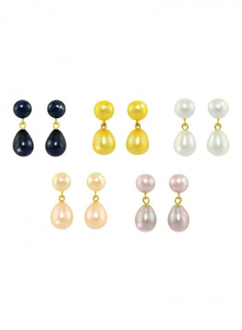 Pair Of 5 18 Karat Gold Pearl Earrings