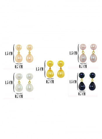 Pair Of 5 18 Karat Gold Pearl Earrings