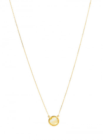 18 Karat Gold Citrine Single Stone Necklace