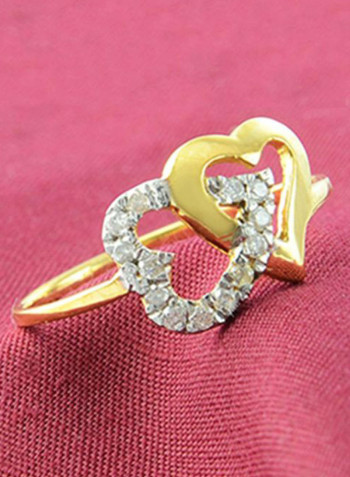 18 Karat Gold Diamonds Interlocking Hearts Ring
