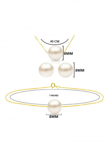 18 Karat Solid Yellow Gold With 8 mm Pearl Jewellery Set