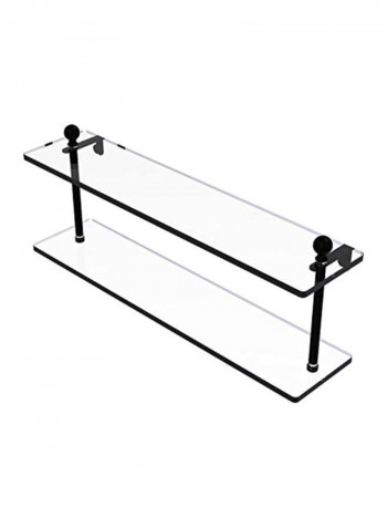 Mambo Collection Two Tiered Glass Shelf Matte Black/Clear 22inch