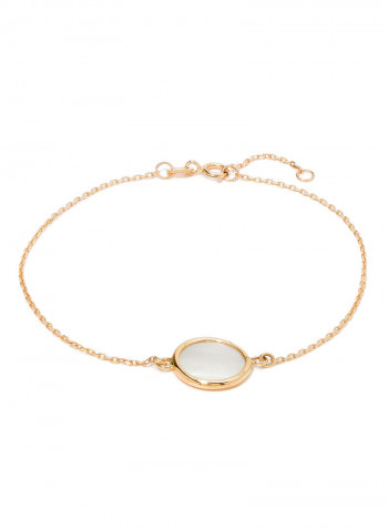 18 Karat Rose Gold Mother Of Pearl Single Stone Bracelet