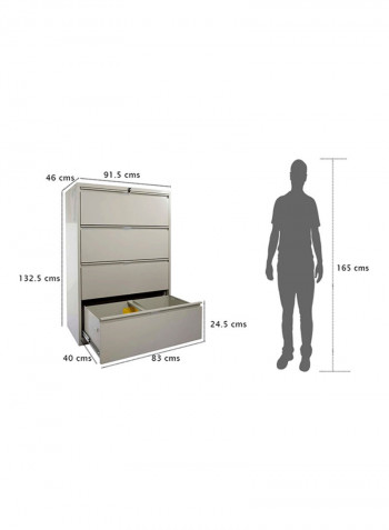 4-Drawer Cabinet Beige 132.1x91.4x46.3centimeter