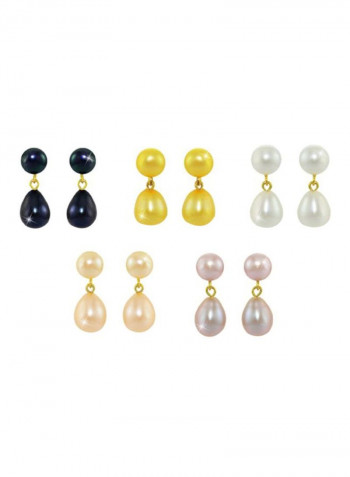 Pair Of 5 10 Karat Gold Pearl Studded Earrings