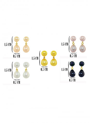 Pair Of 5 10 Karat Gold Pearl Studded Earrings