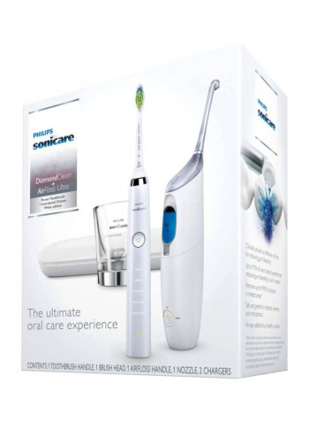 Sonicare DiamondClean Smart Toothbrush With Sonicare AirFloss Ultra Combo Pack White/Silver/Green