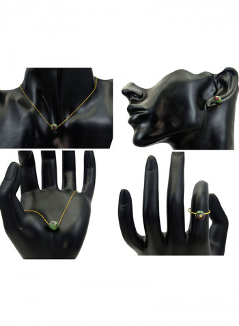 Solid Yellow Gold Ruby Zoisite Set