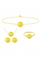 18 Karat Solid Yellow Gold With 8 mm Pearl Jewellery Set