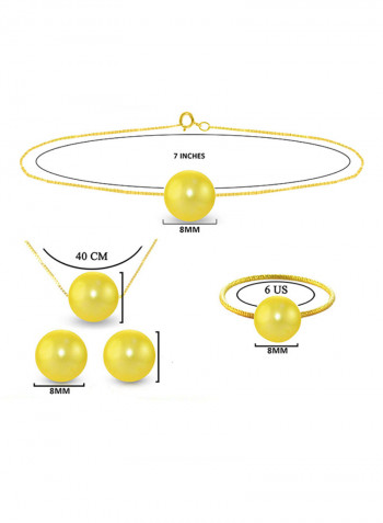 18 Karat Solid Yellow Gold With 8 mm Pearl Jewellery Set