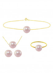 18 Karat Solid Yellow Gold With 8 mm Pearl Jewellery Set