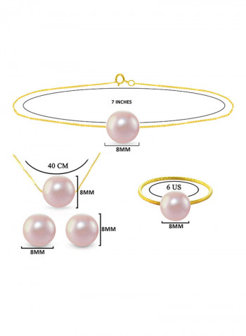 18 Karat Solid Yellow Gold With 8 mm Pearl Jewellery Set