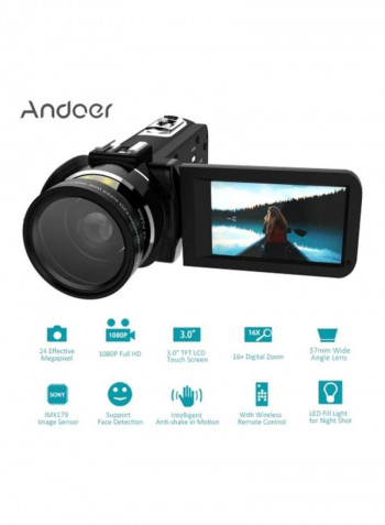 24 MP Full HD 37mm Wide Angle Lens Digital Zoom Camcorder