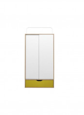 Nova Summer Sliding Door Wardrobe White/Yellow 84x52x175cm
