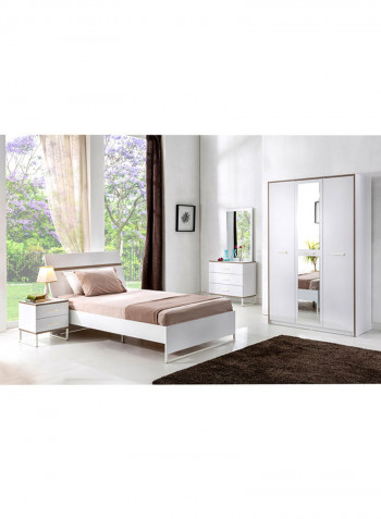 Travis 3-Door Wardrobe With Mirror White 128x210x55cm