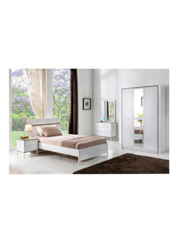 Travis 3-Door Wardrobe With Mirror White 128x210x55cm