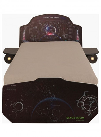 Space Single Bed With 2 Nightstand Black 90 x 200cm