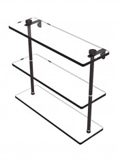 Triple Tiered Glass Shelf Black/Clear 16inch