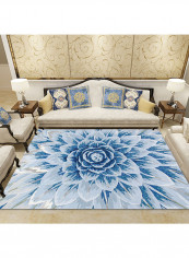 3D Flower Pattern Living Room Carpet Blue/White 160x230centimeter